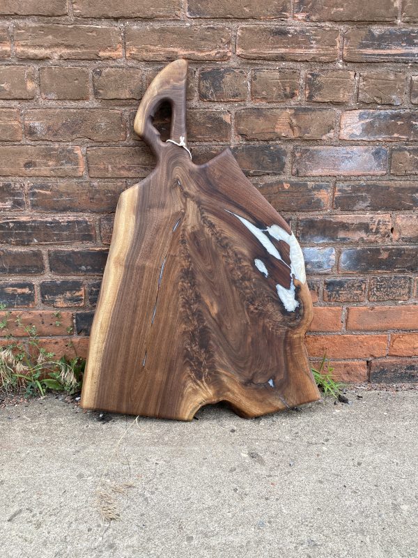 Black Walnut Live Edge Charcuterie Board With Pearl Epoxy