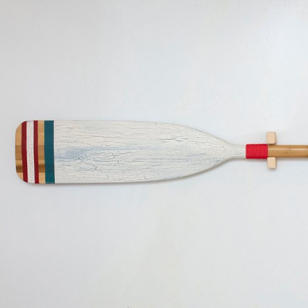 Hand Painted Paddle - Rustic Design Blue Stripe