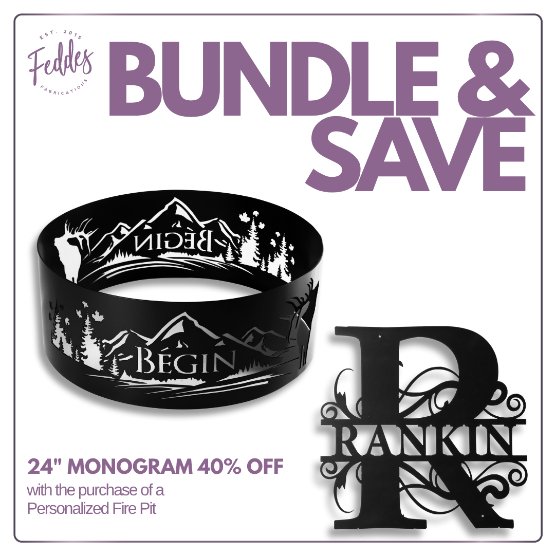 Personalized Fire Pit & 24" Monogram Bundle 1 Personalized Fire Pit & 24" Monogram Bundle